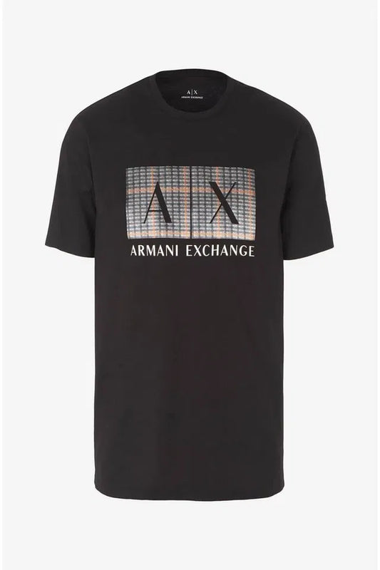 Black men's T-shirt from 18537, casual fit with short sleeves and round neckline, displayed on a plain background.