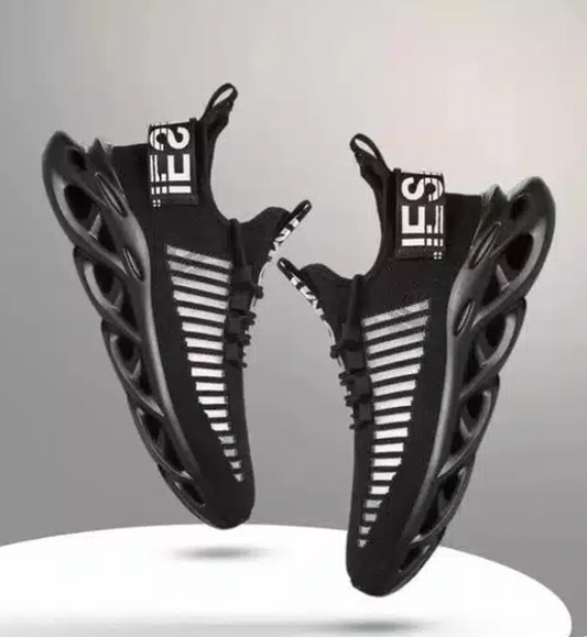 Black men's sports shoes by 18549, stylish and comfortable athletic footwear for men size 6.