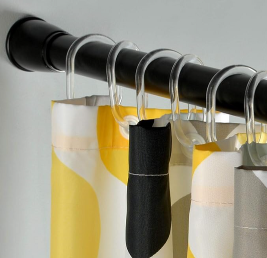 Adjustable drill-free multifunctional curtain rod by 18587, featuring a sleek design and easy installation for versatile window decor.