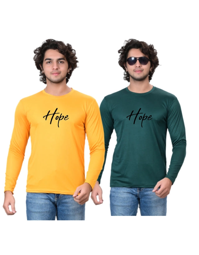 Pack of two men's round neck printed T-shirts in yellow and green, size S, made by 18594.