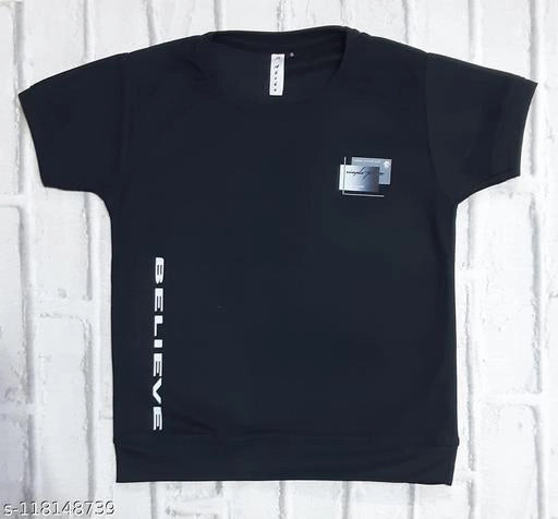 Navy blue cotton blend round neck printed T-shirt for boys, size 5-6 years, from 18624 Boys T-Shirts & Polos collection.