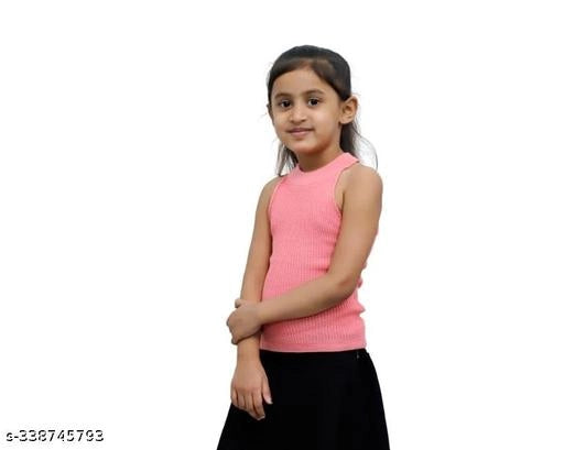 Pink cotton blend solid top for girls aged 2-3 years, casual girls' top or tunic from 18624.