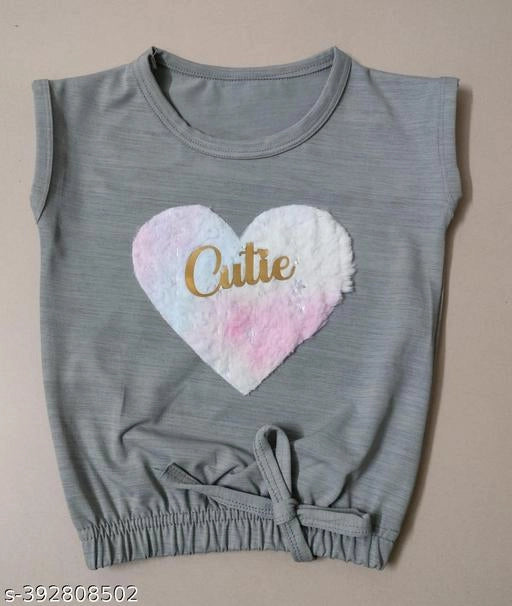 Grey cotton blend sleeveless girls' top for 0-1 years, casual and comfortable toddler girls' tunic by 18624.