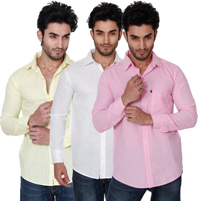 Set of three multicolor casual men's shirts in size small from brand 18626, featuring relaxed fit and versatile style.