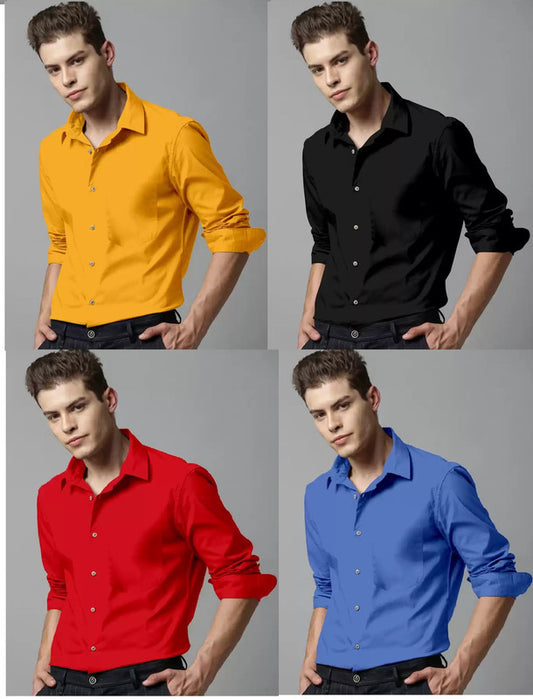 Set of four multicolor casual men's shirts in size S by 18626, featuring various stylish designs and comfortable fabric.