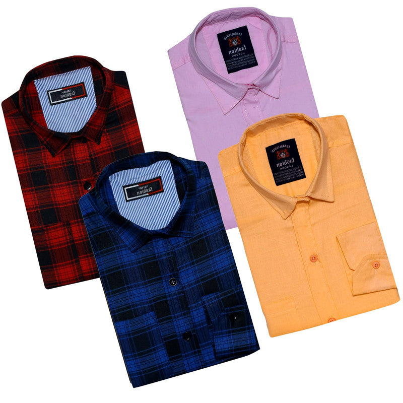 Set of four multicolor men's casual shirts by 18626, size small, featuring variety of styles and colors for everyday wear.