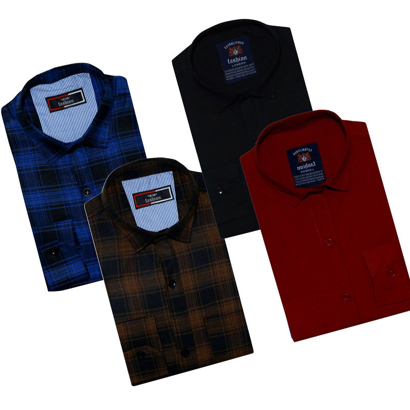 Set of four multicolor men's casual shirts by 18626, size small, featuring diverse patterns and comfortable fabric.