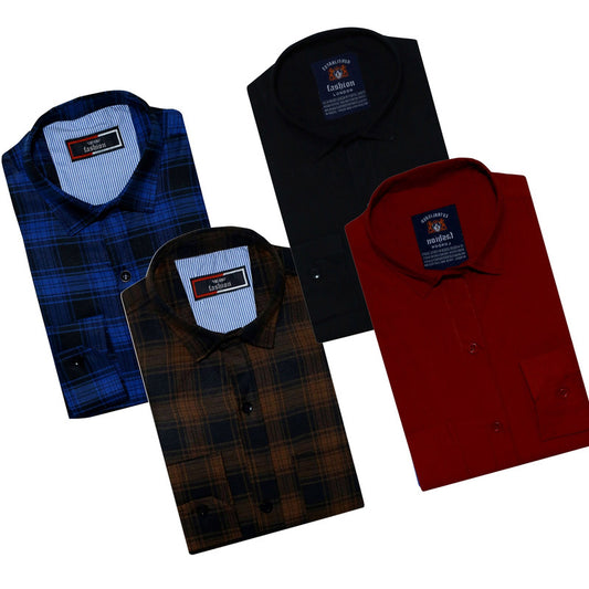 Set of four multicolor men's casual shirts by 18626, size small, featuring diverse patterns and comfortable fabric.