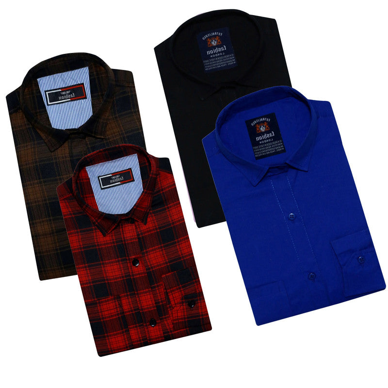 Set of four multicolor casual men's shirts from brand 18626, size small, displayed laid out with various patterns and colors.