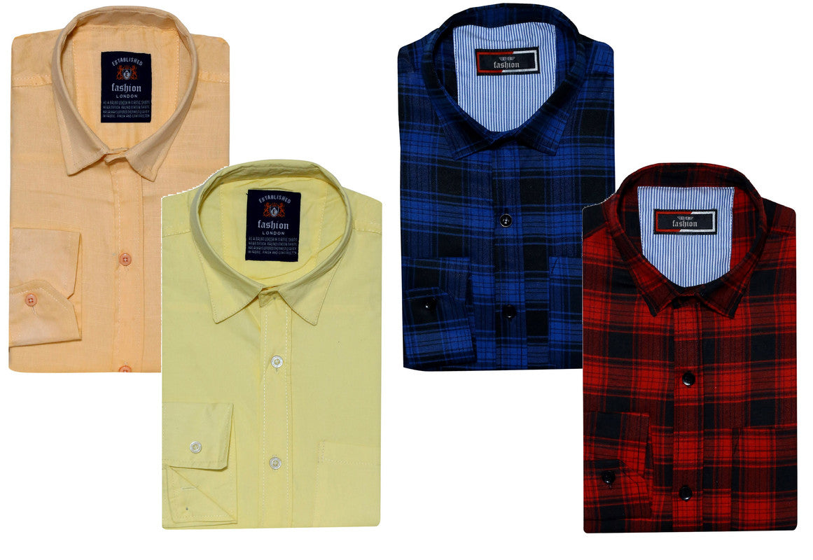 Set of four multicolor casual men's shirts by 18626, size small, featuring relaxed fit and versatile styles in the image.