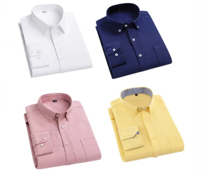 Pack of four multicolor men's shirts in size S by 18626, displayed neatly folded with vibrant patterns and diverse colors.