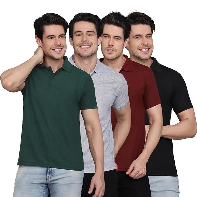 Pack of 3 multicolor men's polo neck T-shirts by 18626, shown in XS size, featuring classic polo collar design.