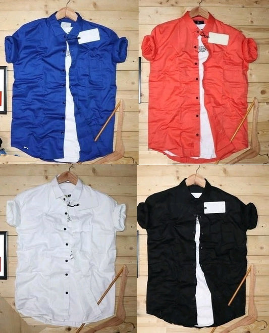 Pack of four multicolor men's plain shirts by 18626, showing casual button-up shirts in XS size.