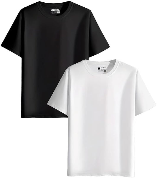 Pack of two men's round neck T-shirts in black and white, size S, by 18626, featuring classic casual style.