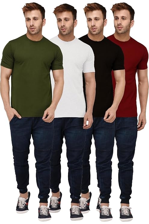 Pack of 4 multicolor printed men's round neck T-shirts by 18626, shown in XS size with colorful designs.