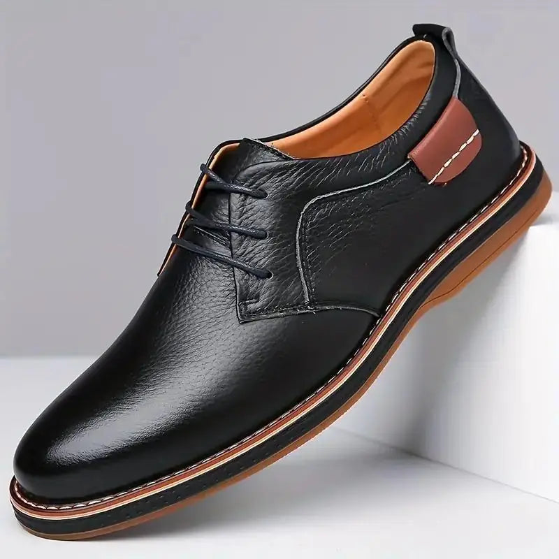 Men's Derby Party casual shoes with lace-up design, brown leather, and comfortable sole, ideal for casual or semi-formal wear.