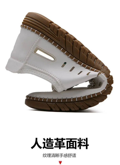 Men's casual shoes by 18644 featuring a stylish laser-cut white design and comfortable slip-on style.