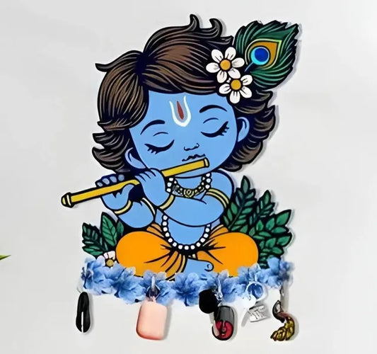Bal Krishna key holder, 18666 brand key holder with intricate Bal Krishna design, perfect for organizing keys.