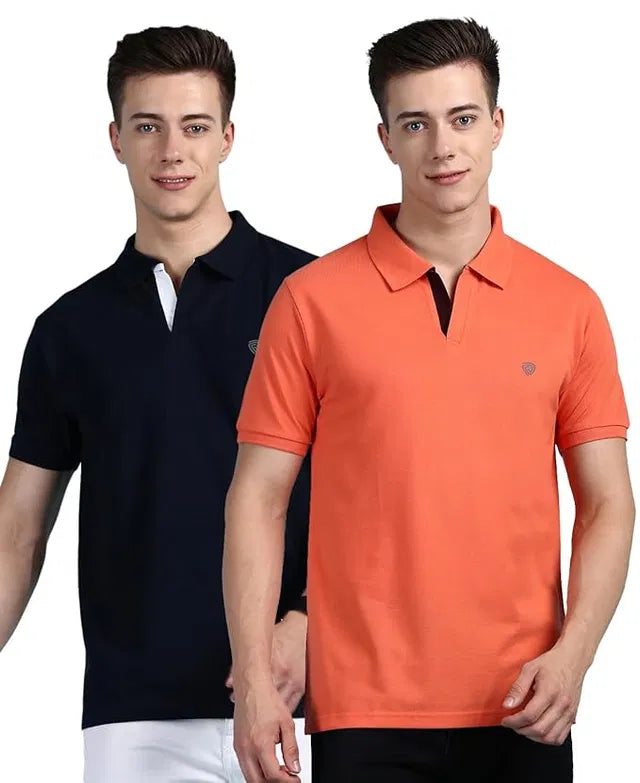 Pack of 2 multicolor Polo men's T-shirts by 18666, featuring casual short-sleeve design and comfortable fabric.