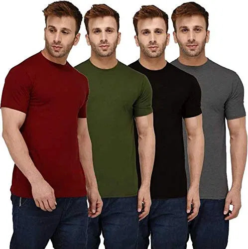 Set of four men's multicolor T-shirts by 18666, casual cotton tees in various colors, perfect for everyday wear.