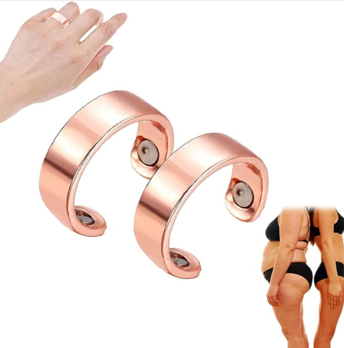 Multicolor magnetic therapy rings for women, 18875 brand, set of 2, featuring sleek jewelry design and magnetic features.