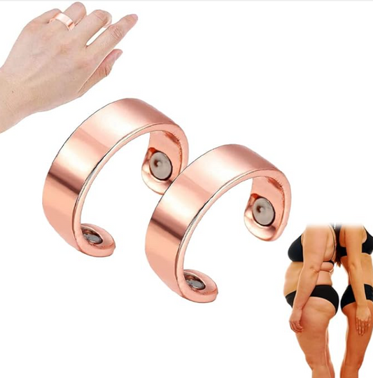 Multicolor magnetic therapy rings for women, 18875 brand, set of 2, featuring sleek jewelry design and magnetic features.