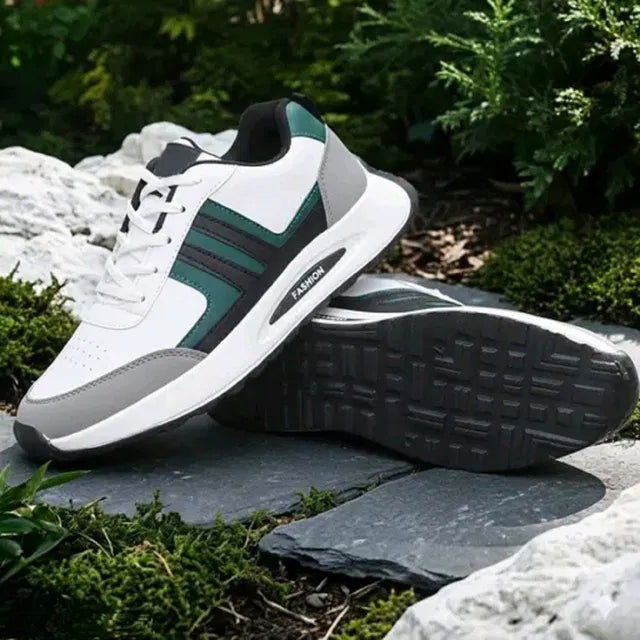 Green men's casual shoes by 1889, sports running style, comfortable for boys and men, suitable for casual wear and active use.