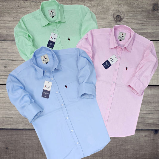 Multicolor full sleeves solid men's shirt by 18893, size M, made of comfortable fabric, featuring a classic design for men.