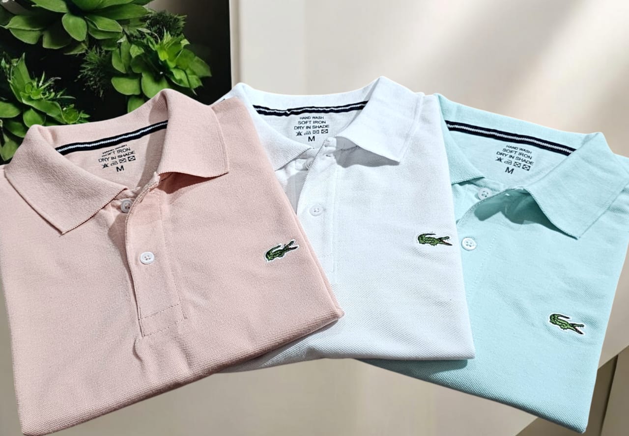 Pack of three men's multicolor polo neck T-shirts by 18893, casual men's T-shirts in a variety of colors, size M.