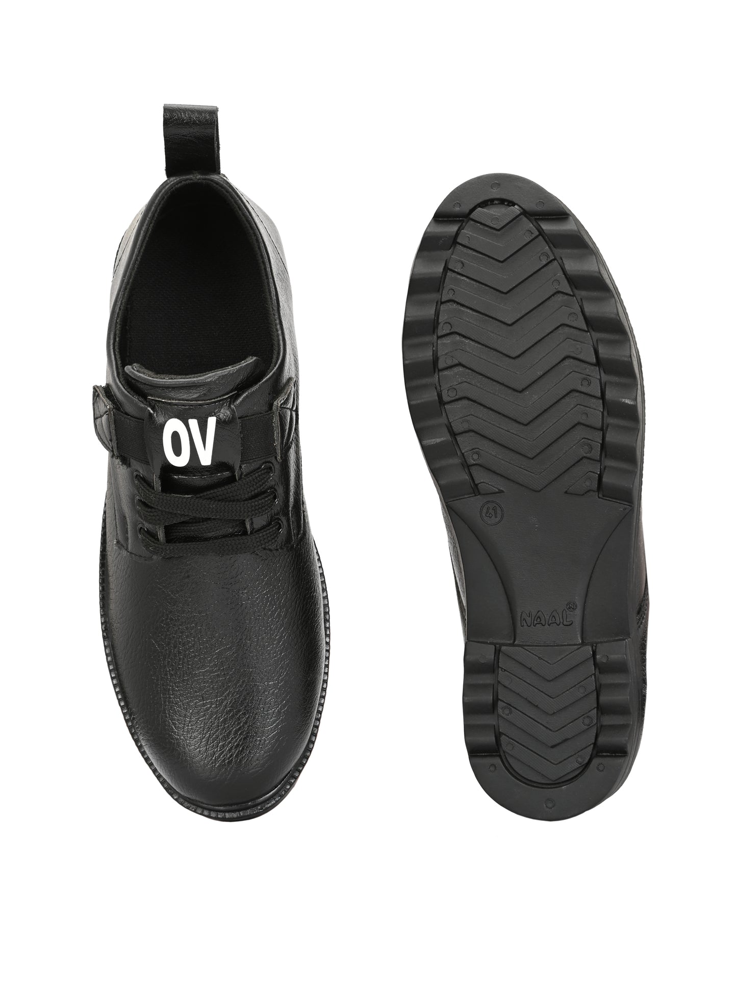 Black men's casual shoes by 18894, featuring a sleek design with comfortable laces and casual style for everyday wear.