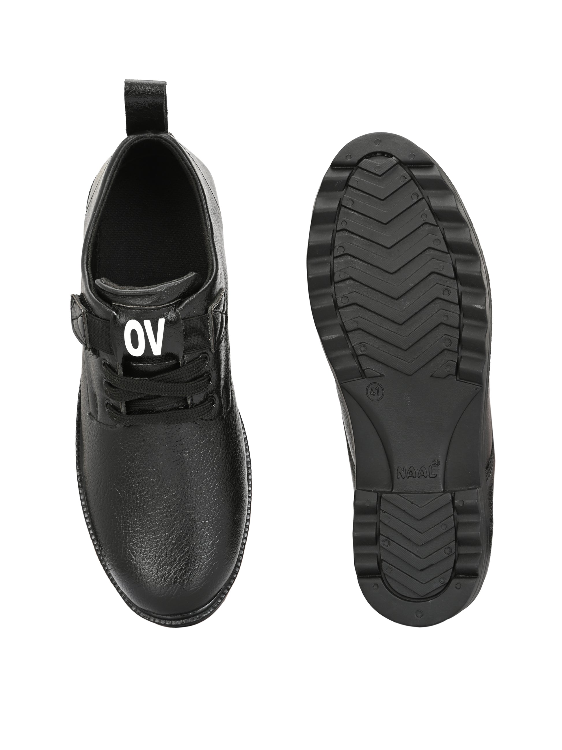 Black men's casual shoes by 18894, featuring a sleek design with comfortable laces and casual style for everyday wear.