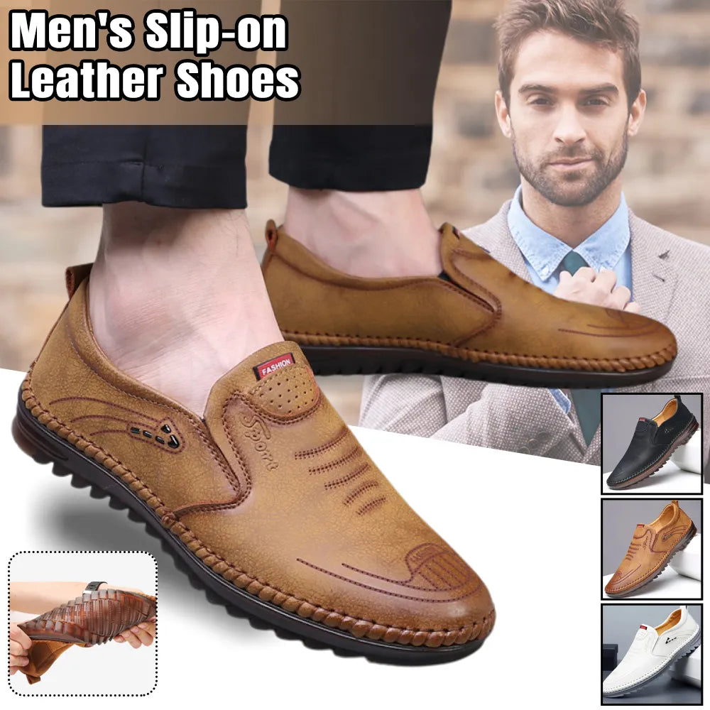 Beige men's casual leather shoes from 18894, featuring a sleek design and comfortable fit for everyday wear.
