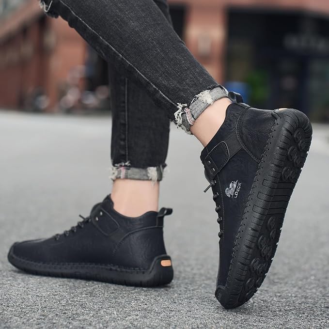 Men's black casual boots from 18894, stylish leather shoes with a sleek design and comfortable fit.