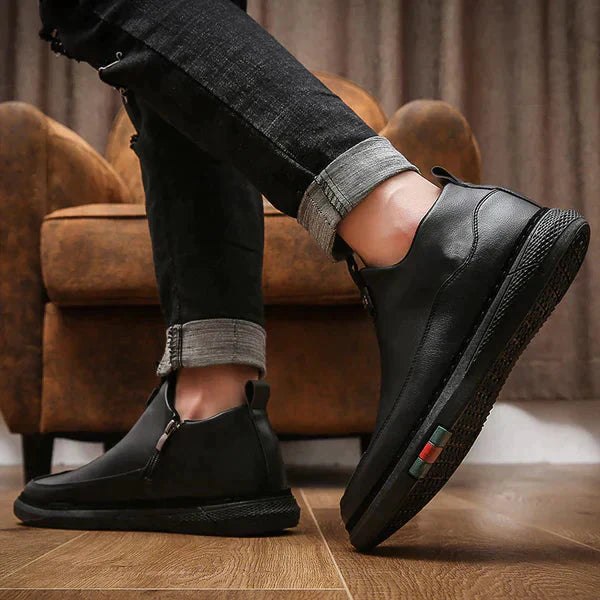 Black men's casual shoes by 18894, featuring a sleek design and comfortable fit for everyday wear.