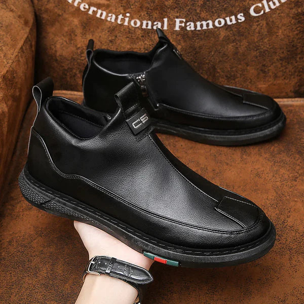 Black men's casual shoes by 18894, featuring a sleek design with comfortable laces and a smooth outsole.