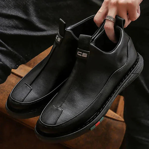 Black men's casual shoes by 18894, stylish and comfortable footwear with a sleek design and lace-up closure.