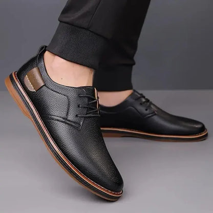 Black stylish men's casual shoes by 18894, featuring a sleek design and comfortable fit for everyday wear.