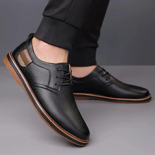 Black stylish men's casual shoes by 18894, featuring a sleek design and comfortable fit for everyday wear.