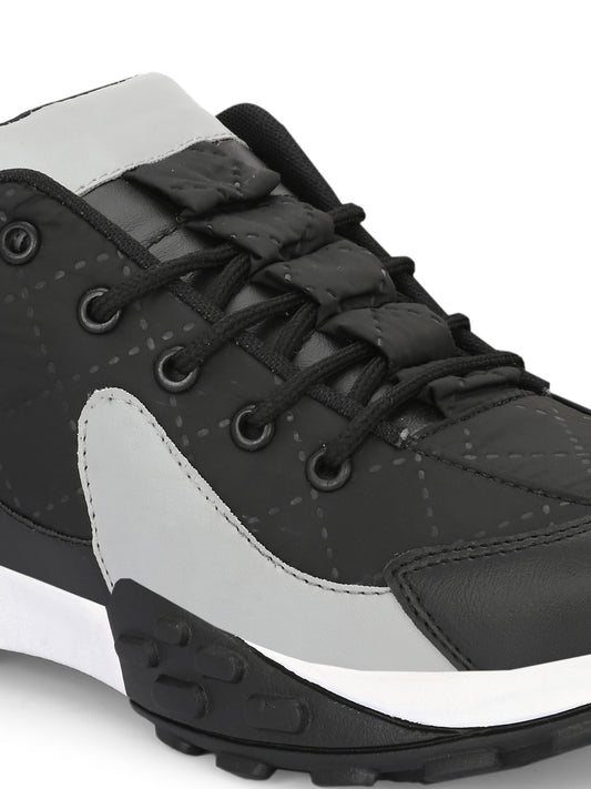 Black men's casual sneaker by 18894, showing a sleek design with laces and rubber sole for everyday wear.