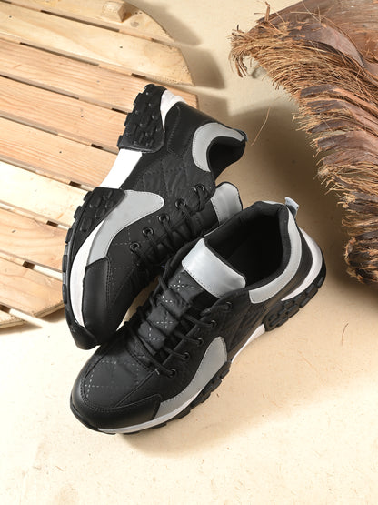 Black men's casual sneaker from 18894, featuring a sleek design, laces, and comfortable rubber sole.