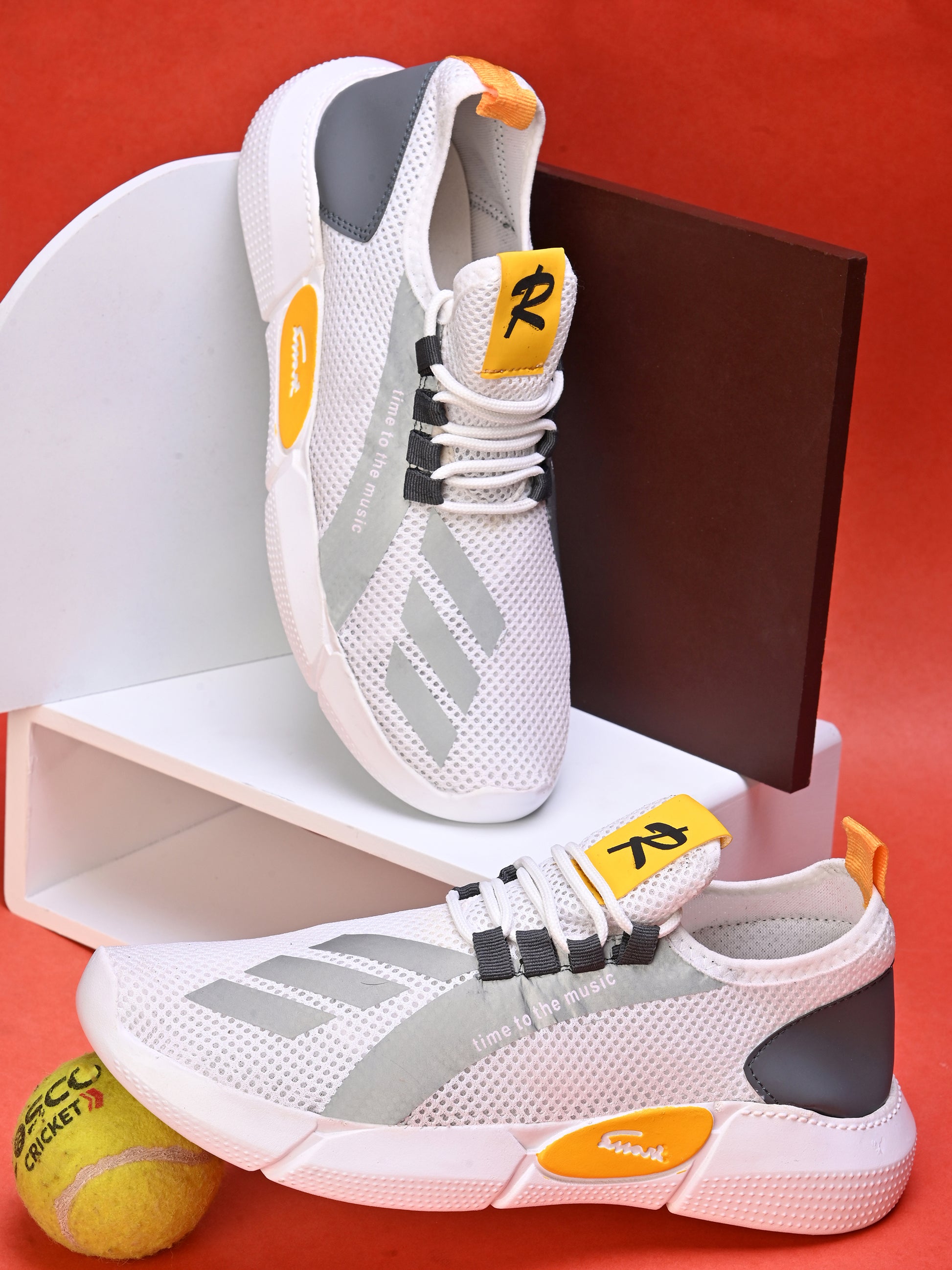 White men's casual sneaker shoes from brand 18894, showcasing a sleek design with laces and a comfortable sole.