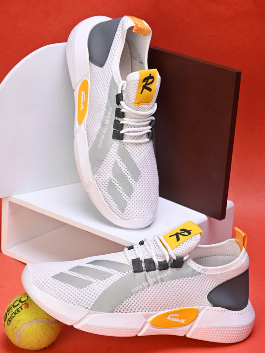 White men's casual sneaker shoes from brand 18894, showcasing a sleek design with laces and a comfortable sole.