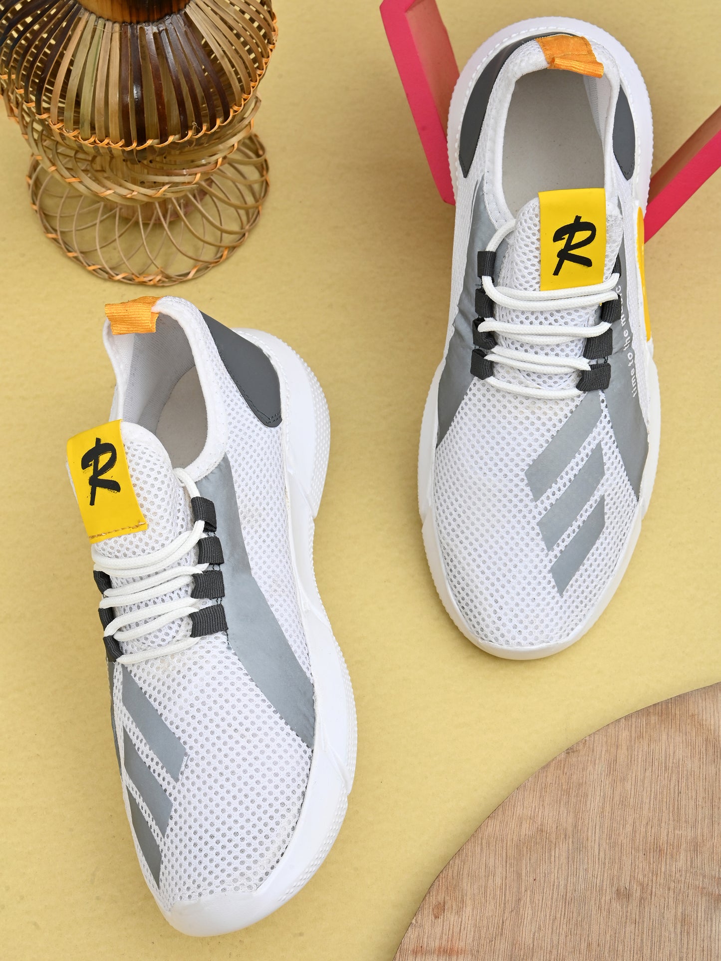 White men's casual sneaker shoes by 18894, showing side view with laces and clean design perfect for everyday wear.
