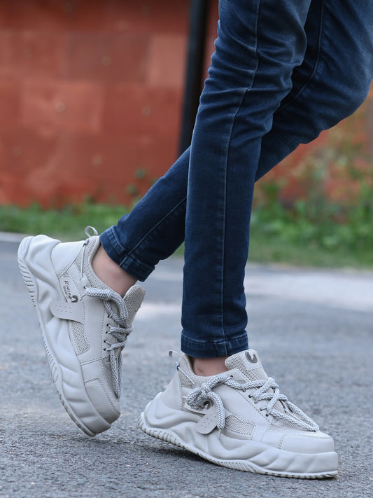 Mens grey sport shoes by 18894, athletic sneakers with breathable fabric and cushioned soles for active wear.