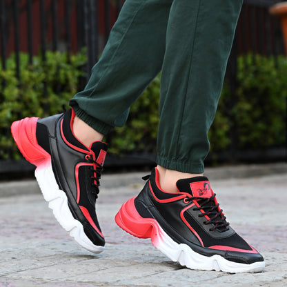 Red men's sports shoes by 18894, featuring a sleek design and cushioned soles for active wear and athletic performance.