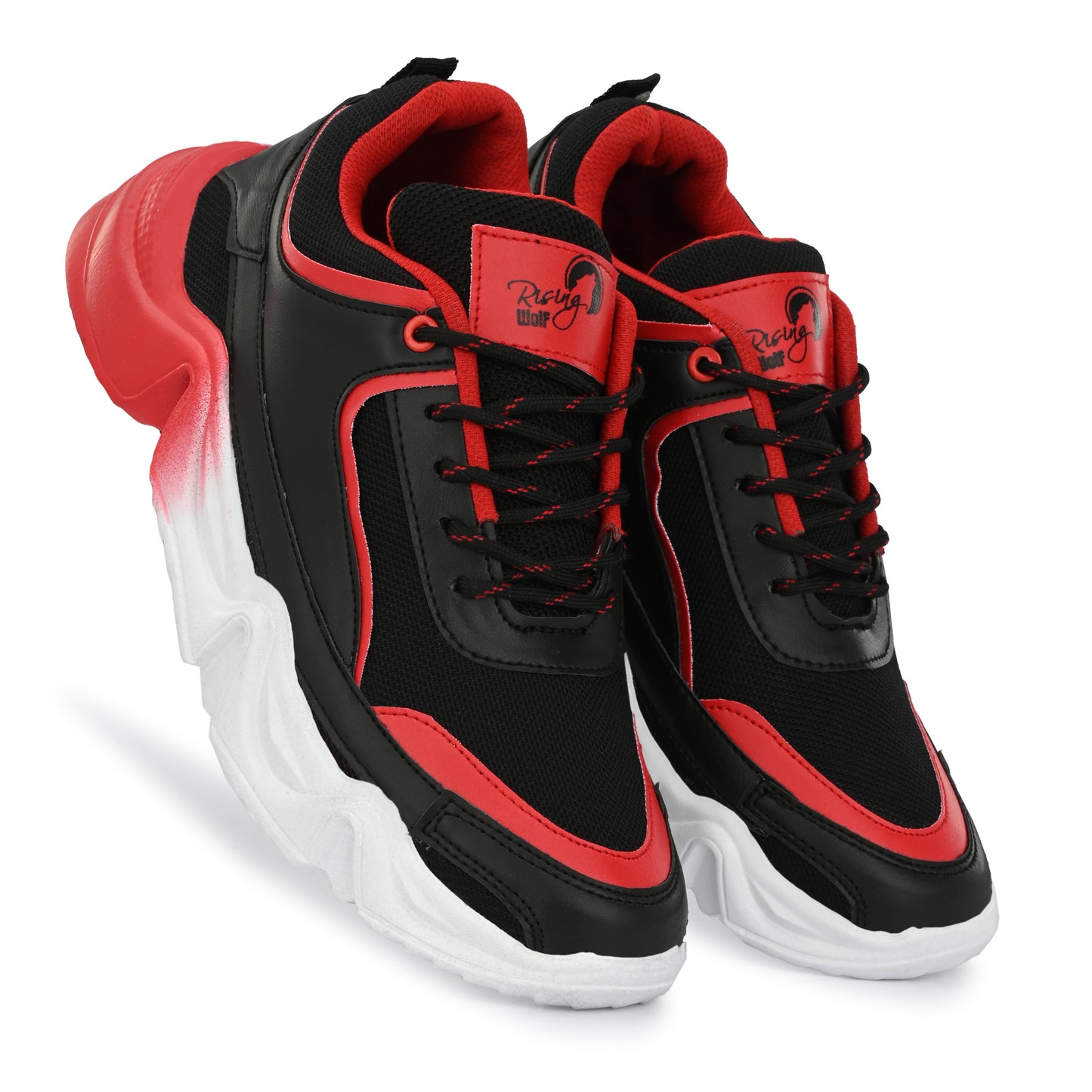 Red men's sports shoes by 18894 with breathable mesh uppers and rubber outsoles, designed for active wear and athletic performance.