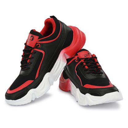 Red men's sports shoes by 18894 featuring a sleek design and athletic sole for active wear and sports activities.