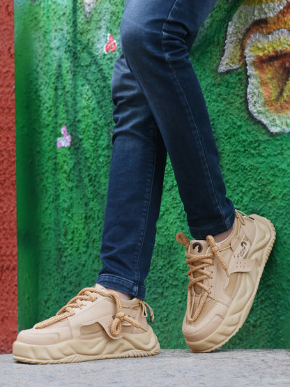 Tan men's sports shoes from 18894 with breathable mesh and cushioned soles, ideal for active wear and athletic activities.