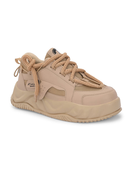 Tan men's sports shoes from the 18894 brand, featuring breathable fabric and athletic design for active wear.