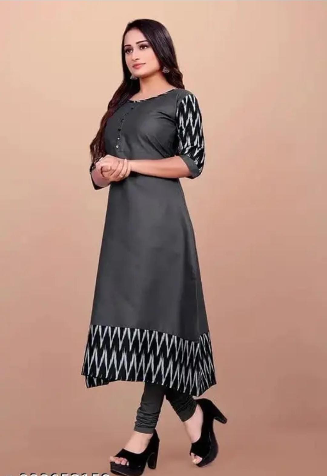Women’s grey solid cotton gown by 19199, featuring a comfortable and stylish women's gown with a relaxed fit and soft fabric.